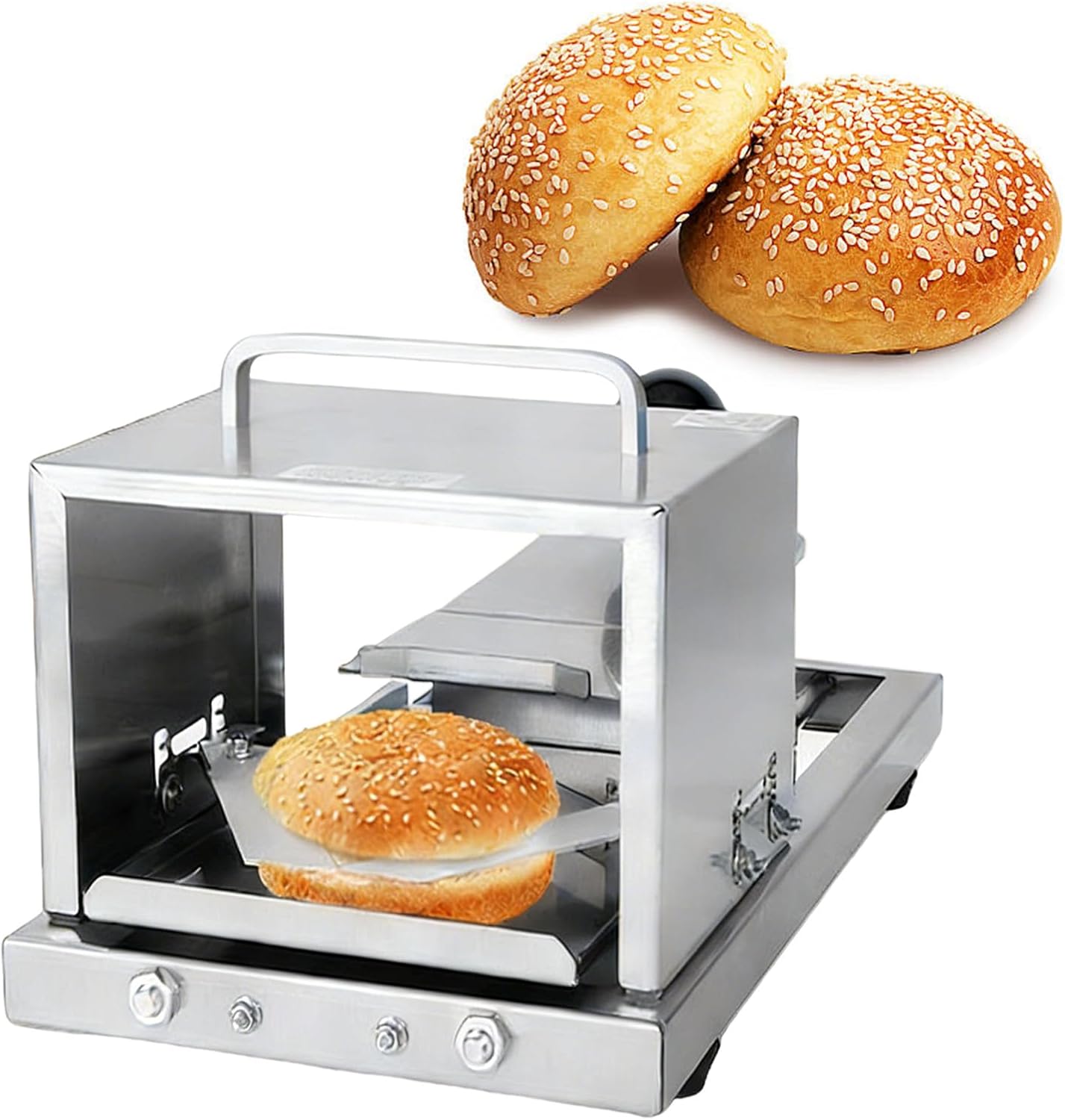Adjustable Thickness Buns Slicer (1.7-3.2cm), Commercial, Includes Anti-Slip Mat and Super Stable Base for Precise, Safe Slicing Every Time
