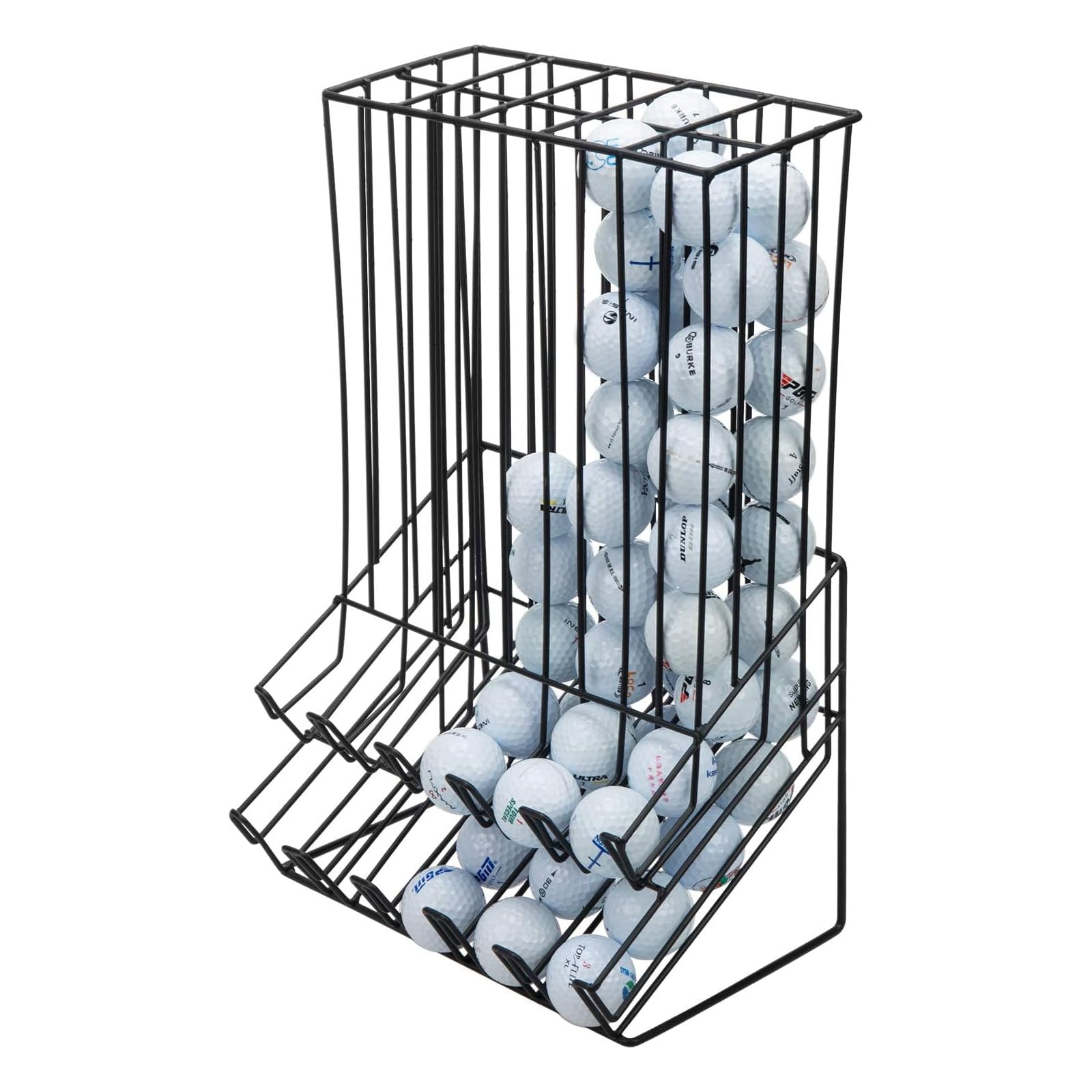 MyGift 60 Capacity Golf Ball Basket Holder - Matte Black Metal Wire Golf Ball Dispenser and Countertop Display Rack (90 Capacity)