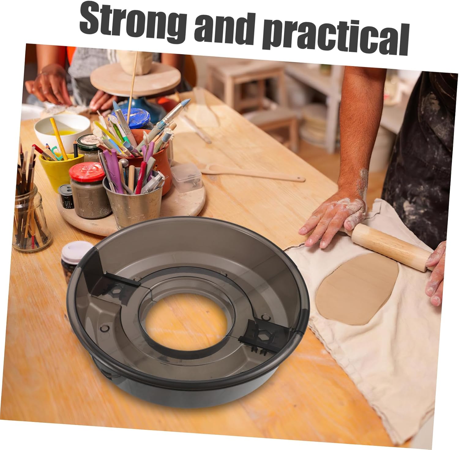 Pottery Wheel Water Basin Attachment for Sculpting Studios, ABS Black