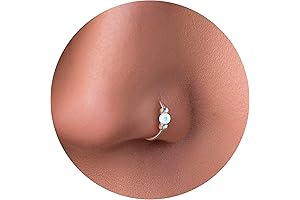 Tiny White Opal Nose Ring - Fire White 2mm Opal - Thin...