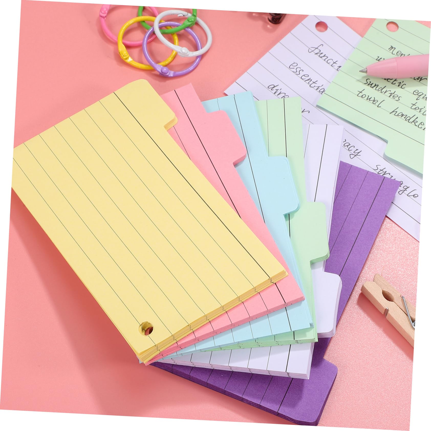 600blätter Liniert Karteikarten Mit Loch Und Binder-ringen Farblich Sortierte Notizkarten Für Effektives Lernen Und Notizen Für Schule Büro Und Zuhause