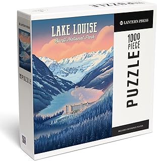 Lantern Press Lake Louise, Alberta Canada, Lithograph, Winter at Lake Louise 1000 Piece Jigsaw Puzzle for Adults, Made in USA with Reference Poster