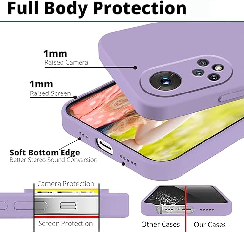 Miniatura 3 de Wousunly Compatible con Huawei Nova 9 Funda de silicona líquida verde oscuro, suave al tacto Huawei Nova 9, funda delgada de silicona a prueba de