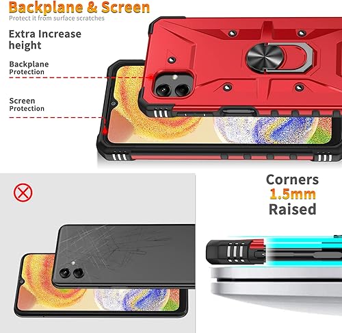 Miniatura 3 de Sucnakp Funda para Galaxy A04 para Samsung A04 con protector de pantalla y hoja magnética para automóvil, protección combinada de doble capa, funda