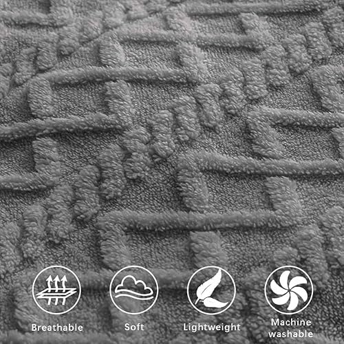 Miniatura 4 de ETDIFFE Juego de funda de edredón gris tamaño Queen de 3 piezas, manta de felpilla gris con textura suave, 1 funda de edredón peluda de felpa peluda