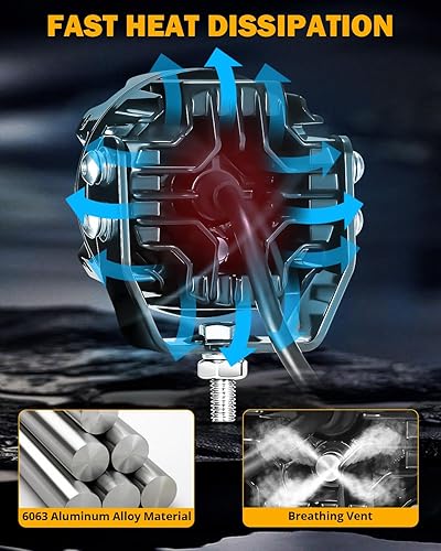 Miniatura 7 de Auxbeam - Luces de conducción redondas de 3 pulgadas, laterales, 108 W con DRL ámbar, luz de zanja ultraancha de 270, 3 modos de luz, blanca, ámbar