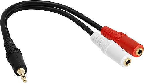 Miniatura 2 de Cmple - Paquete de 5 Cable de extensión de divisor en Y estéreo de audio de 0.138 in macho a 2 puertos Adaptador divisor de auriculares hembra de