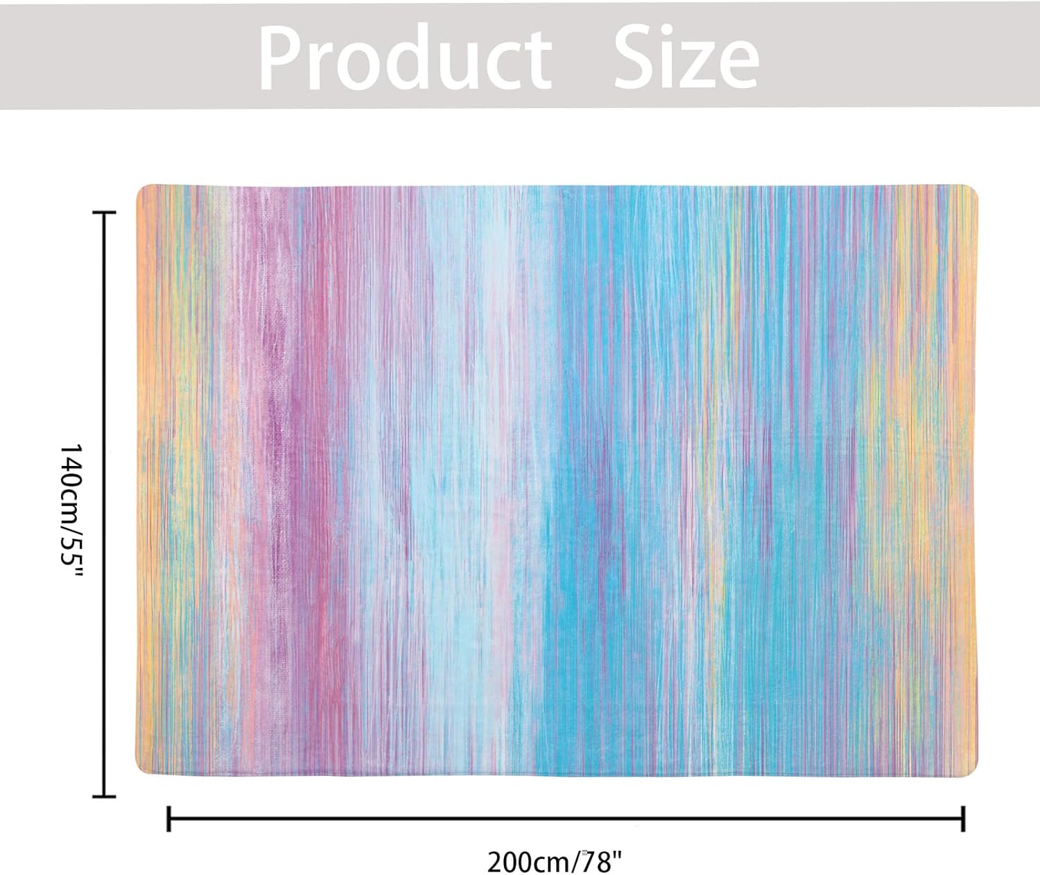 USTIDE Colorful Rainbow Area Rug 5'x7'(55"x78") Soft Kids Rug for Bedroom Blue Striped Floor Mat for Living Room Plush Fluffy Washable Carpet for Nursery Playroom Home Decor