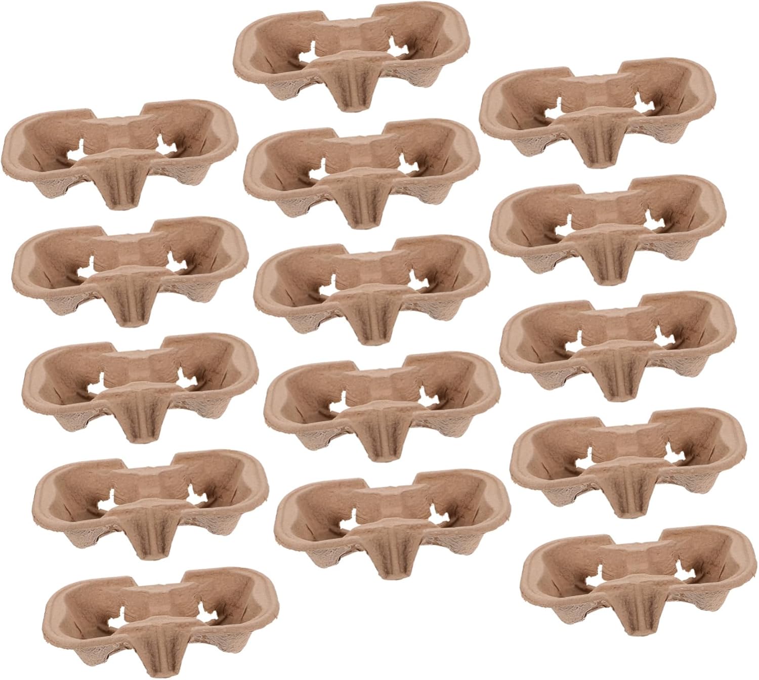 50pcs Paper Drink Carrier Tray Takeout Cup Holder for Coffee Beverages Ice Stackable Portable Design for Restaurants Picnics
