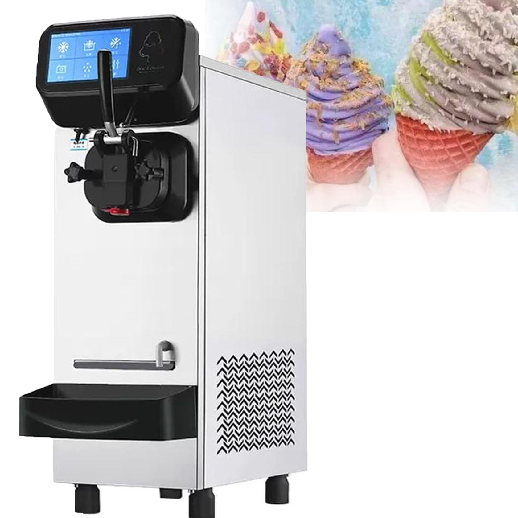 Commercial Gelato Machine Homemade Ice Cream Machine 1600w With 6l Hopper 1 6l Cylinder Touch Screen Puffing Shortage