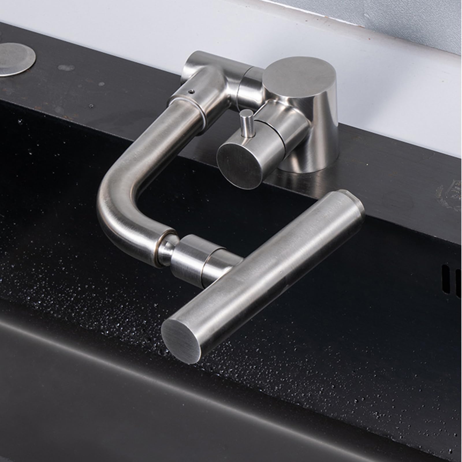 ZYCHSJXA Folding Single Lever Sink Faucet Kitchen Tap Brushed Stainless Steel Mixer Taps Mono Lever-C