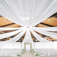 Vista 30 de 6 paneles de cortinas blancas para boda, cortinas de gasa transparente de 5 x 30 pies para arco, fiesta, ceremonia y decoración de escenario