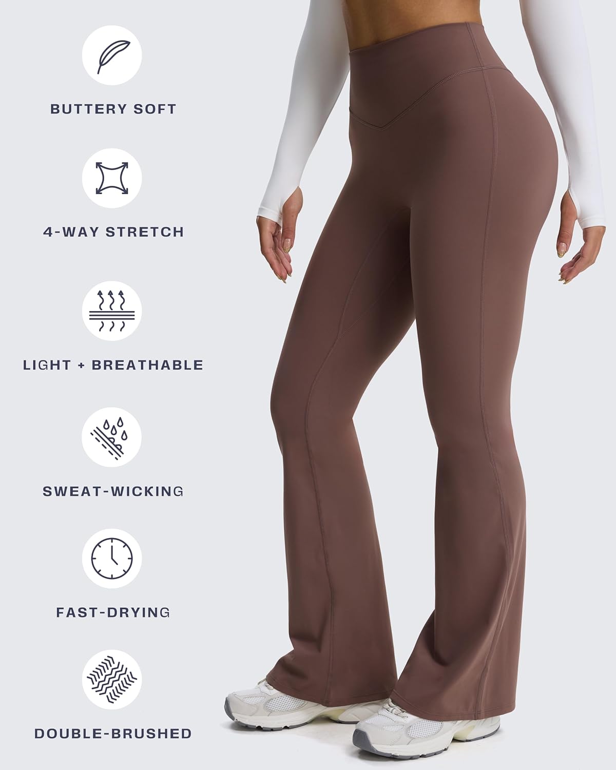 Aoxjox Flare Leggings for Women Metamorph Mid-Rise Hidden Scrunch Butt Lifting Wide Leg Yoga Pants 30"/32"/34" - Image 4