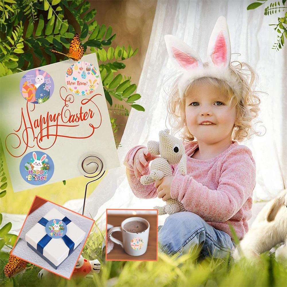 500 Calcomanías De Conejo De Pascua De 1.5 Pulgadas Para Niños Y Adultos, 5 Colores Con Purpurina Láser De Caricatura De Conejo, Etiquetas Autoadhesivas Para Manualidades De Pascua, Recuerdos De