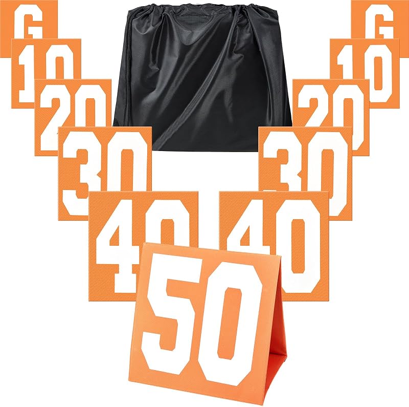 Liliful Football Yard Markers High Visibility Field Yard Line Markers 12.5 Inch Portable Weighted Yardage Marking with Carry Bag for Sports Game Training