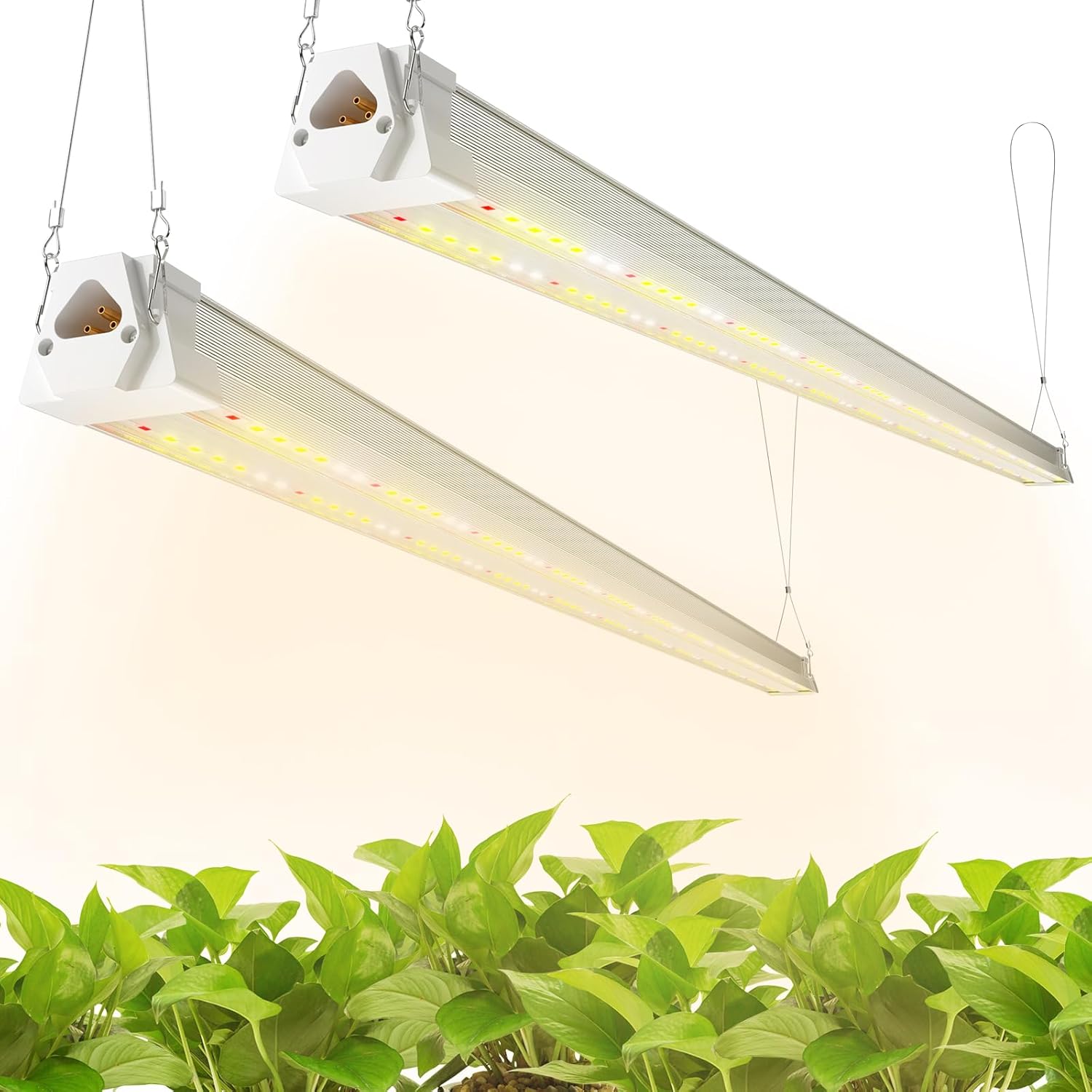 FREELICHT 2 Pack 4FT LED Grow Light 40W 250W Equivalent Full Spectrum Sunlight Growing Lamp Fixture Linkable Hanging
