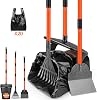 Lukovee Dog Pooper Scooper, 37.4 Long Adjustable Metal Handle Swivel Bin & Rake & Spade Kit with 20 Poop Bags, Portable Dog Non-Breakable Poop Scooper for Gravel Yard Lawn Grass, Orange