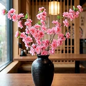 Decolab Kit 10 Cerejeira Planta Artificial Premium Fake para Decoração Arranjo Estilo Moderno Jardim Oriental Casamento (Rosa, 65 cm) 50P x 30L cm em Tecido