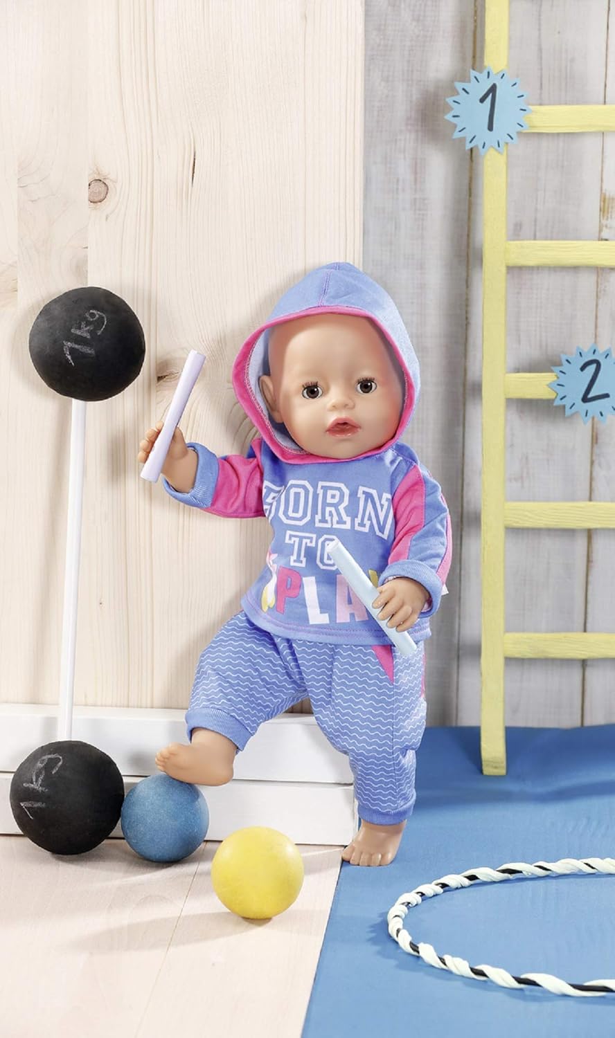 Baby Born Jogging Suits 43cm - Blue, Pink - Striped - Sport - Includes Clothes Hangers