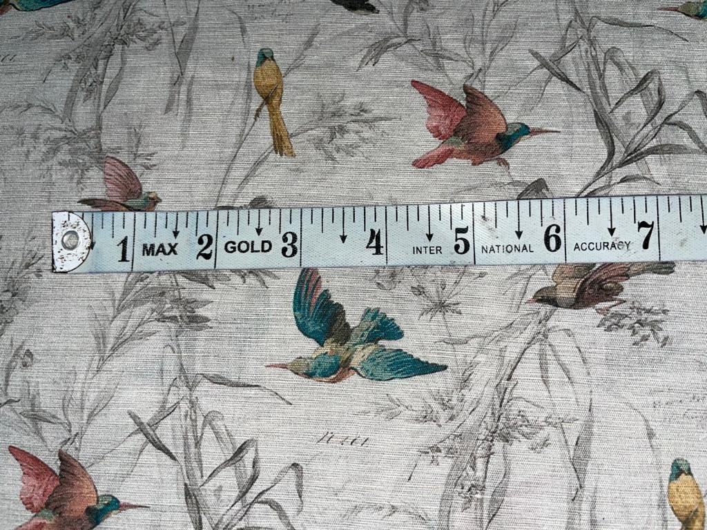 100% Linen Birds Digital Print Fabric 44