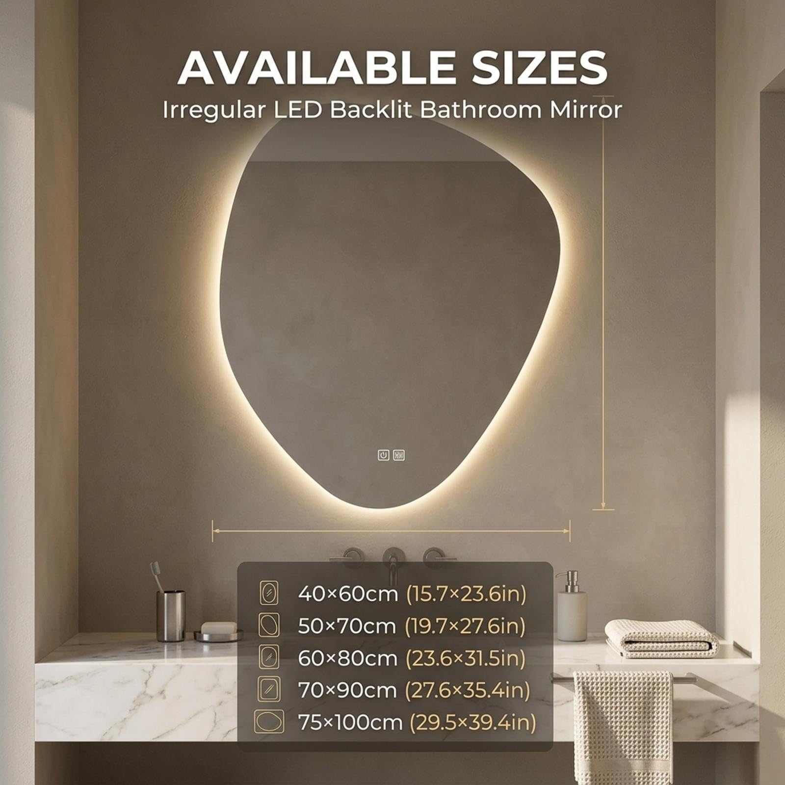 Specchio Bagno LED Irregolare Parete Dimmerabile Antiappannamento