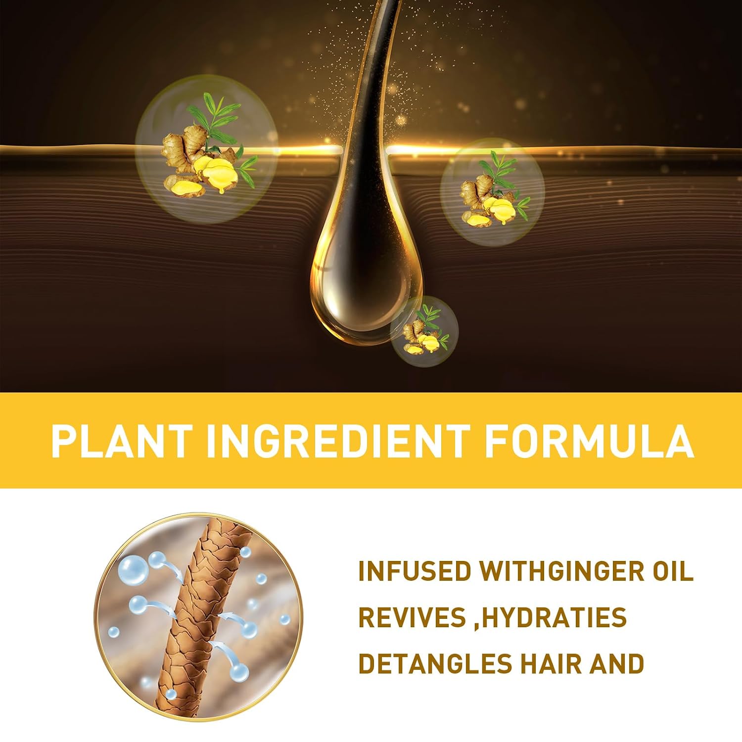 Ginger Oil Hair Strengthening Cream, 30g | Plant Ingredient Formula, Hydrates & Detangles, Scalp Clarifying, 5-Day Results, Reduces Hair Loss
