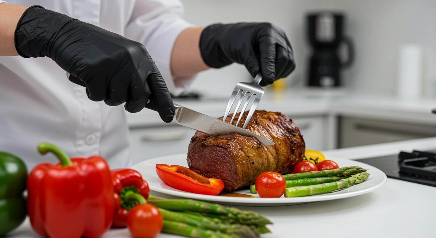 Basic Disposable Medical Synmax Vinyl Exam Gloves- 4 mil Safty Glove 1000pcs - Latex-Free & Powder-Free - SGBE 8003, Large (Case of 1000, Black)