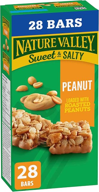 NATURE VALLEY - VALUE PACK SIZE - Barres de granola à la noix de beurre d'arachide, boîte de 28 Les barres, 980 grammes, faits avec des grains entiers, sans colorant artificiel, sans arômes artificiels, chargés avec des arachides grillées