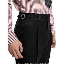 Mens Slim Fit Dress Pants Pleated Front Suit Pants Casual Tapered Trousers Gurkha Pants