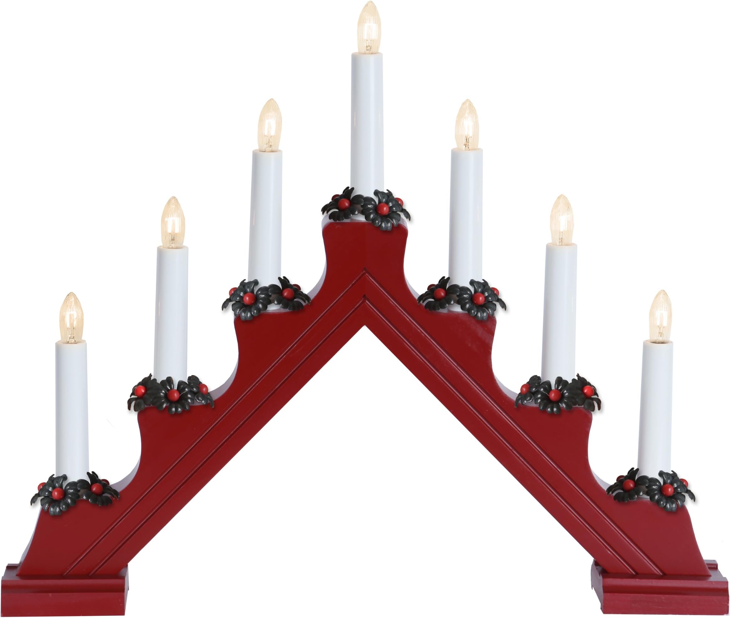 Star Trading 27845-13.75" x 17" 7 Light Electric Red Wooden Mathilda Swedish Candelabra