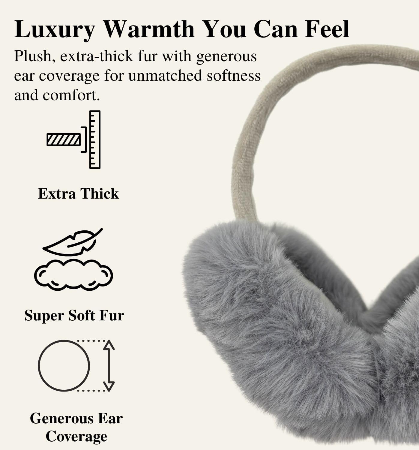 MDSTYLE Ear Muffs for Women Winter Foldable Fuzzy Cold Weather Outdoor Earmuffs Soft Ear Warmers Covers - Image 4