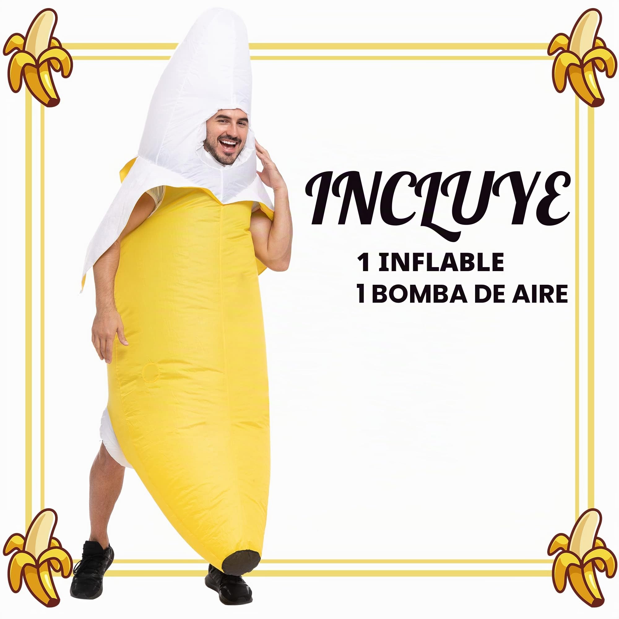 Spooktacular Creations Disfraz Inflable de Plátano para Adultos Disfraces de Aire de Cuerpo Completo Disfraz de Plátano Divertido para Fiestas de Disfraces de Halloween
