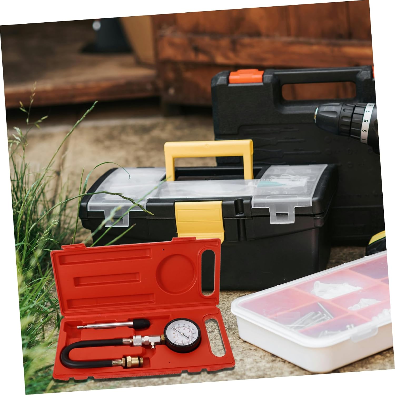 GLEAVI Engine Compression Tester Kit 3-in-1 Cylinder Pressure Gauge Small Engine Compression Tester Engine Tools