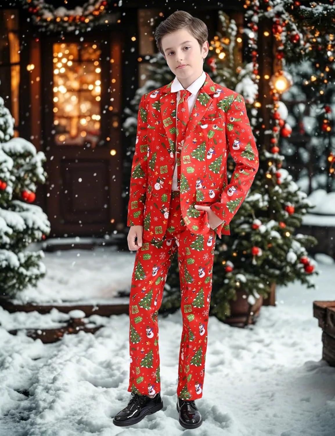 A&J DESIGN Boys Funny Print Suit for 6-16 Years