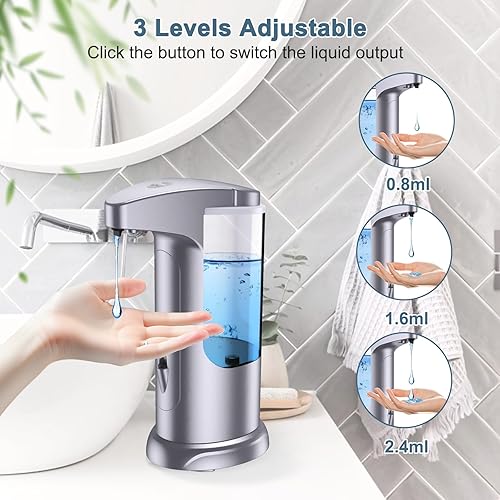Miniatura 3 de Dispensador automático de jabón líquido de 12.5 onzas, dispensador de jabón ajustable con pilas sin contacto, volumen premium para cocina, baño,