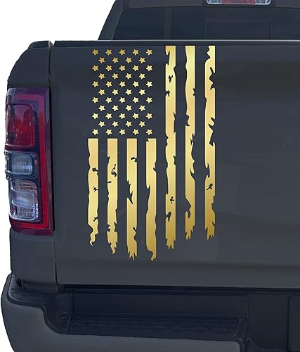 Aldera Graphics Calcomanía de vinilo para puerta trasera de camioneta con la bandera de Estados Unidos envejecida compatible con la mayoría de