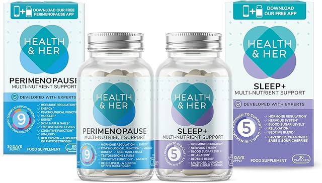 Health & Her Perimenopause Tablets for Women - Day & Night Bundle - Supplements to Support Wellbeing During Perimenopause - Vegan - 1 Month Supply (Bundle)