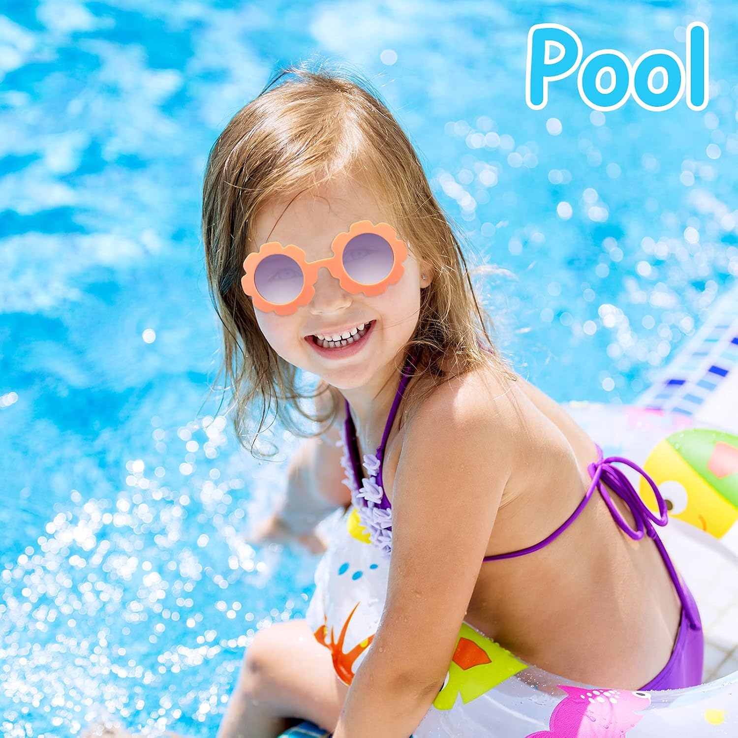 3 Pieces Kids Flower Sunglasses Toddler Girls Round Flower Glasses Baby Cute Sunglasses Outdoor Beach Colorful Eyewear