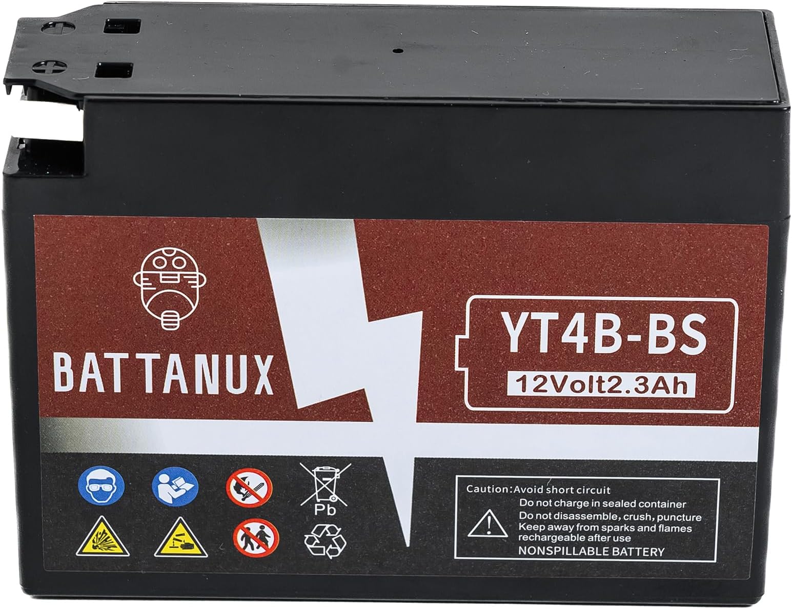 Battanux YT4B-BS Battery & Motorcycle Battery, Sealed SLA/AGM 12V2.3Ah ATV/UTV/Snowmoble/Motor bike Battery Maintenance Free & No tools for installation & Advanced Technology & Environmental