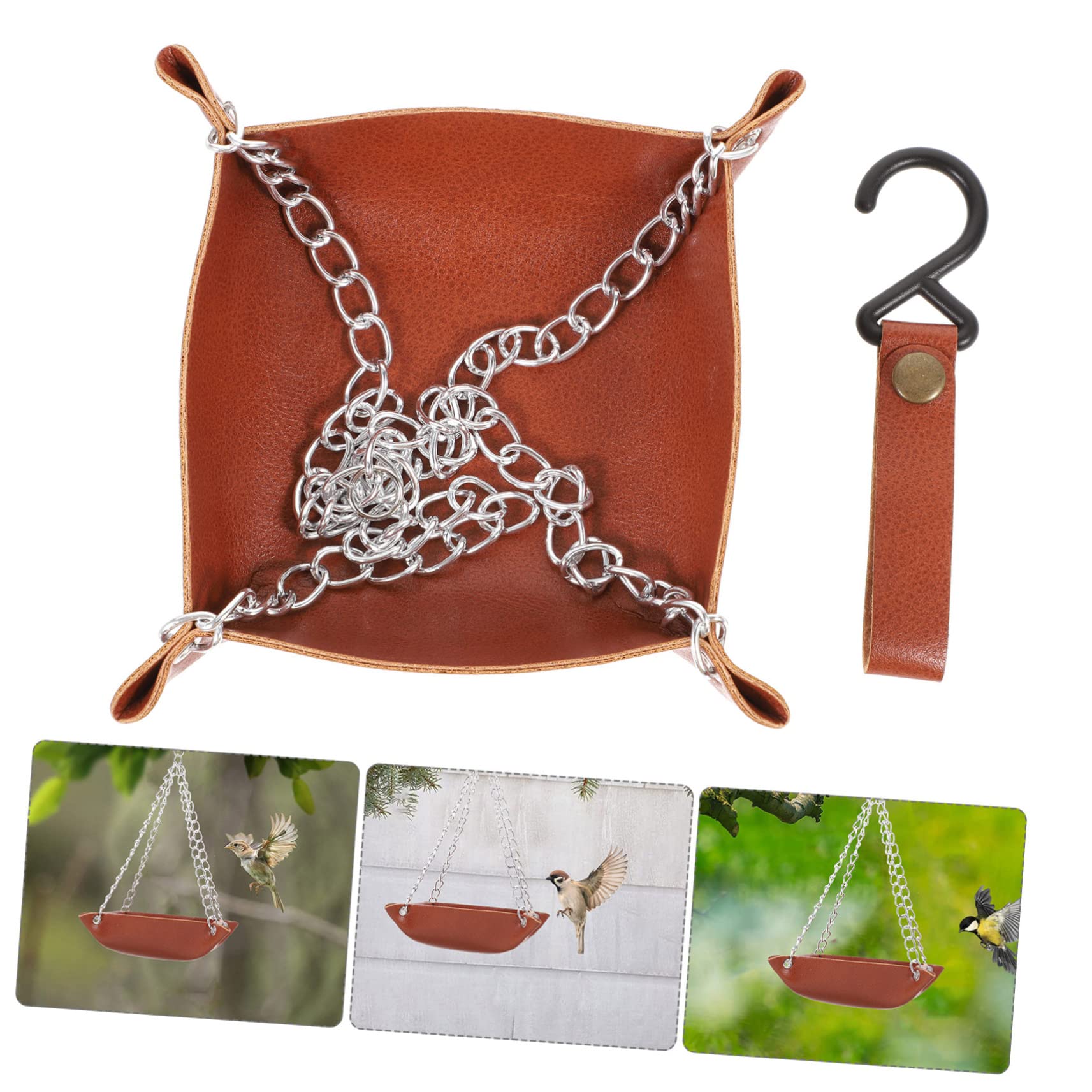 POPETPOP 5 Pz Mangiatoia Per Colibrì Alimentatore D'acqua Ghiandaia Mangiatoia Automatica Per Uccelli Palo Sospeso Automatico Finestra Della Mangiatoia Per Uccelli Alimentatori Pelle Brown