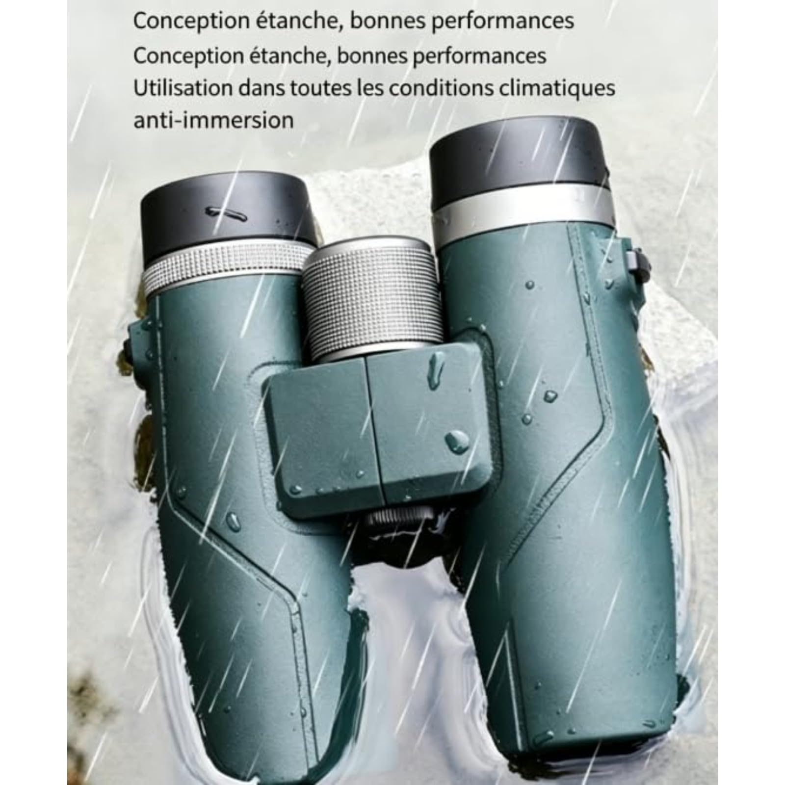 Kersens Jumelles Original FR, Jumelle Adultes Puissante 10x42 Vision Nocturne, Étanches Et Portables IPX7 Compactes pour L'observation des Oiseaux, Les Voyages (Vert)