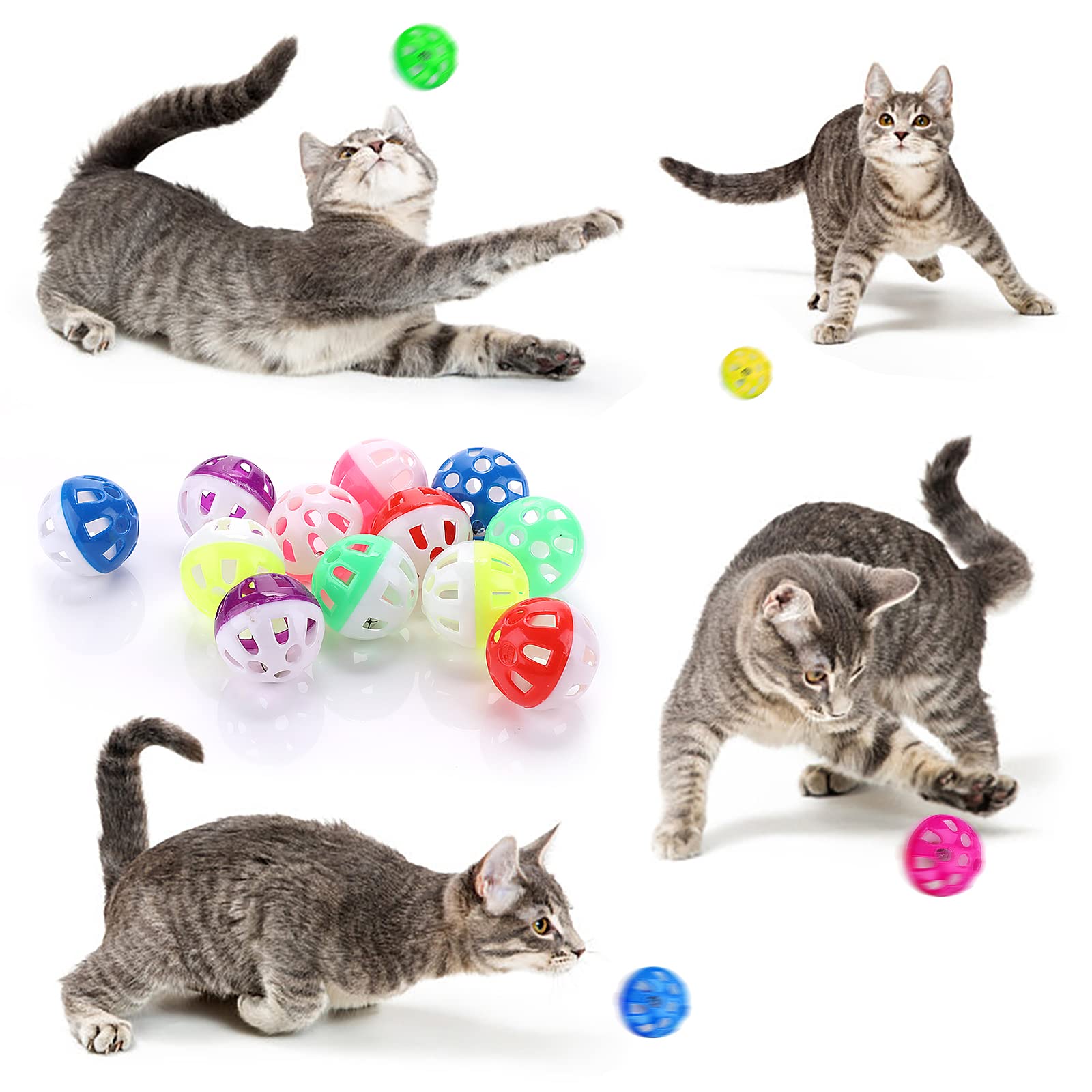 12 Stück Katzen-Spielzeugbälle Mit Glöckchen – 4 Cm, Bunt, Für Innenkatzen & Kätzchen