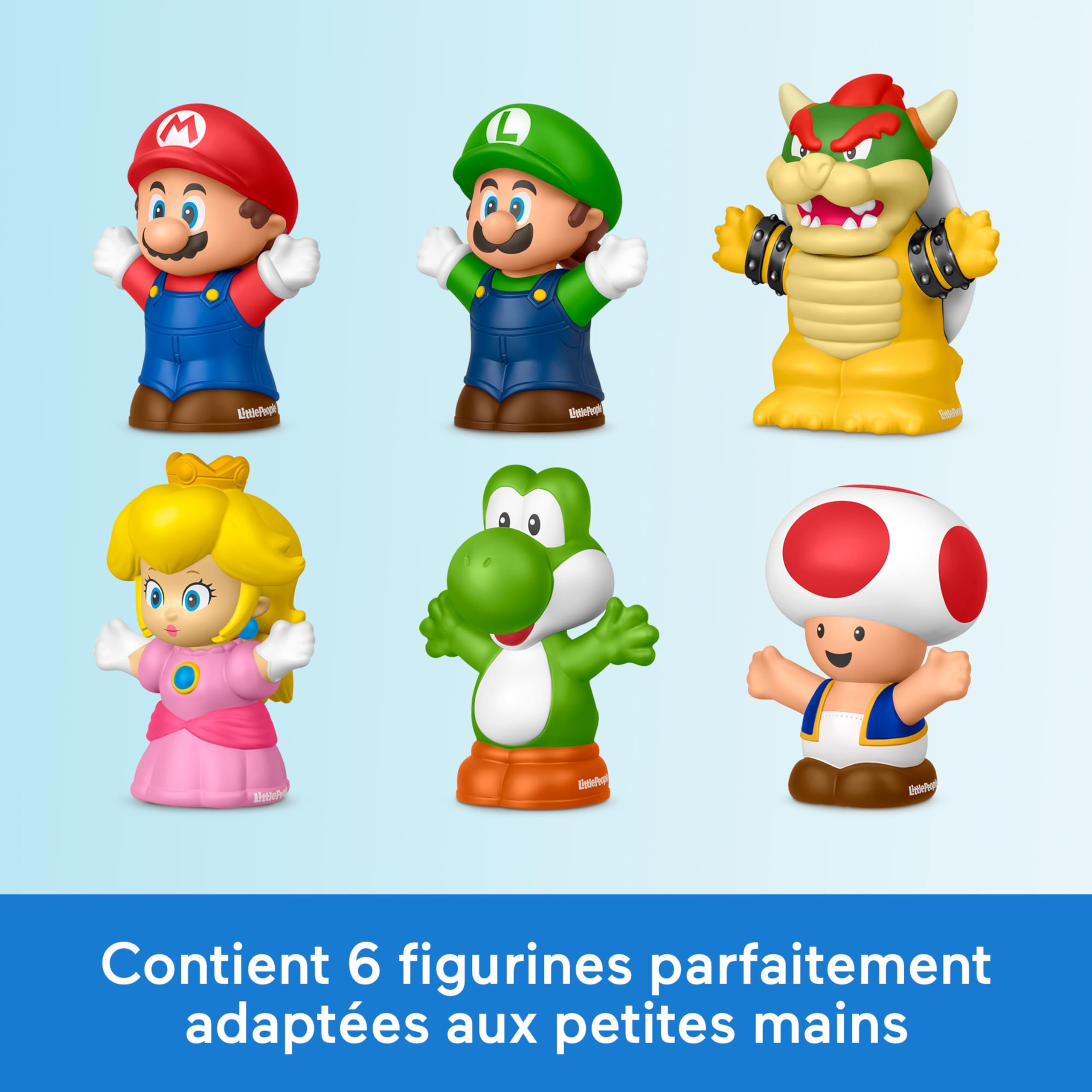Fisher-Price Jouet pour Tout-Petit Coffret de Figurines Mario Little People avec 6 Personnages, pour Les Enfants à partir de 18 Mois, JHG63