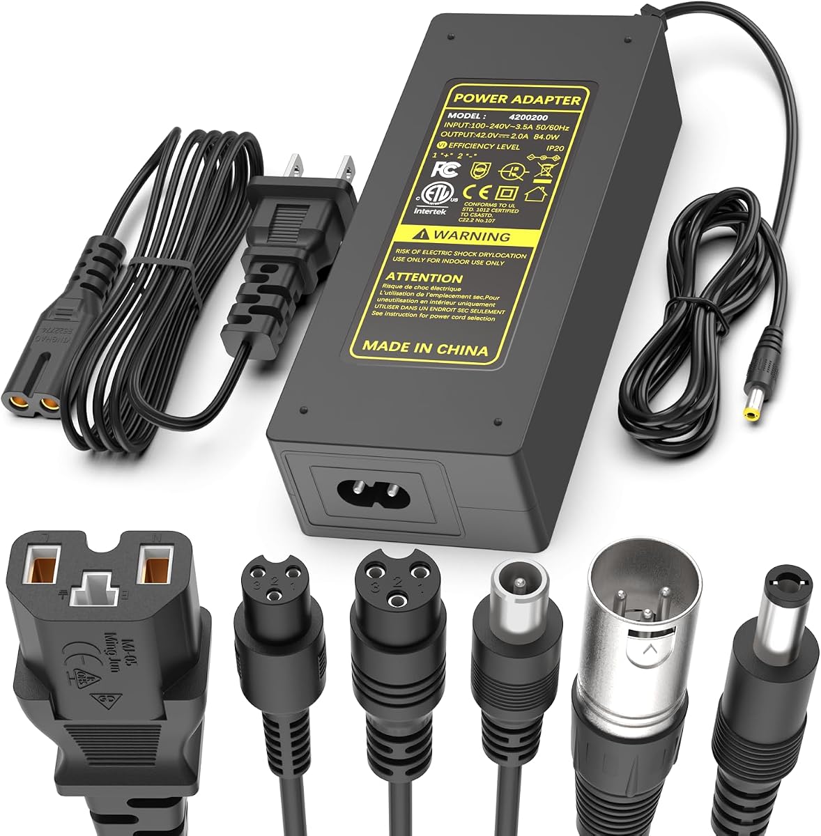 ETL Certified 42V 2A Electric Scooter & Hoverboard Fast Charger