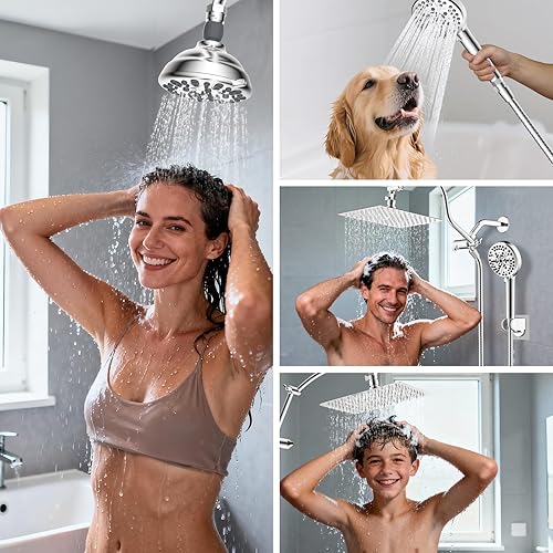 Miniatura 9 de Hibbent Paquete de 1 válvula de control de flujo de cabezal de ducha de todo metal, válvula de cierre de latón G1/2 con palanca de mango de metal