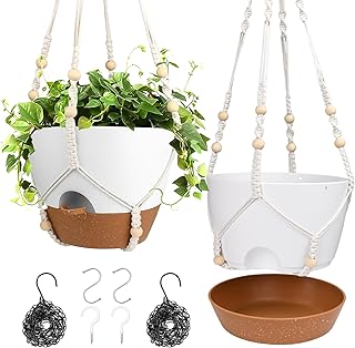 Hanging Planters for Indoor Outdoor Plants, 2 Pack Self Watering Hanging...