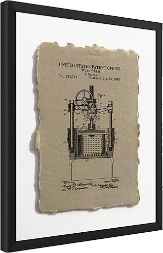 Chancertons Arte de pared vintage de vino, prensa de vino, decoración para cocina, comedor, sala de estar, dormitorio, oficina, impresos, individual