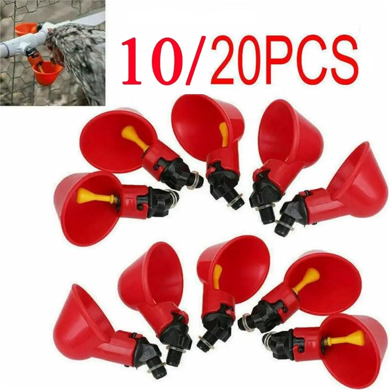 10/20 Pcs Poultry Water Drinking Cups- Chicken Hen Plastic Automatic Drinker(10 Pcs)