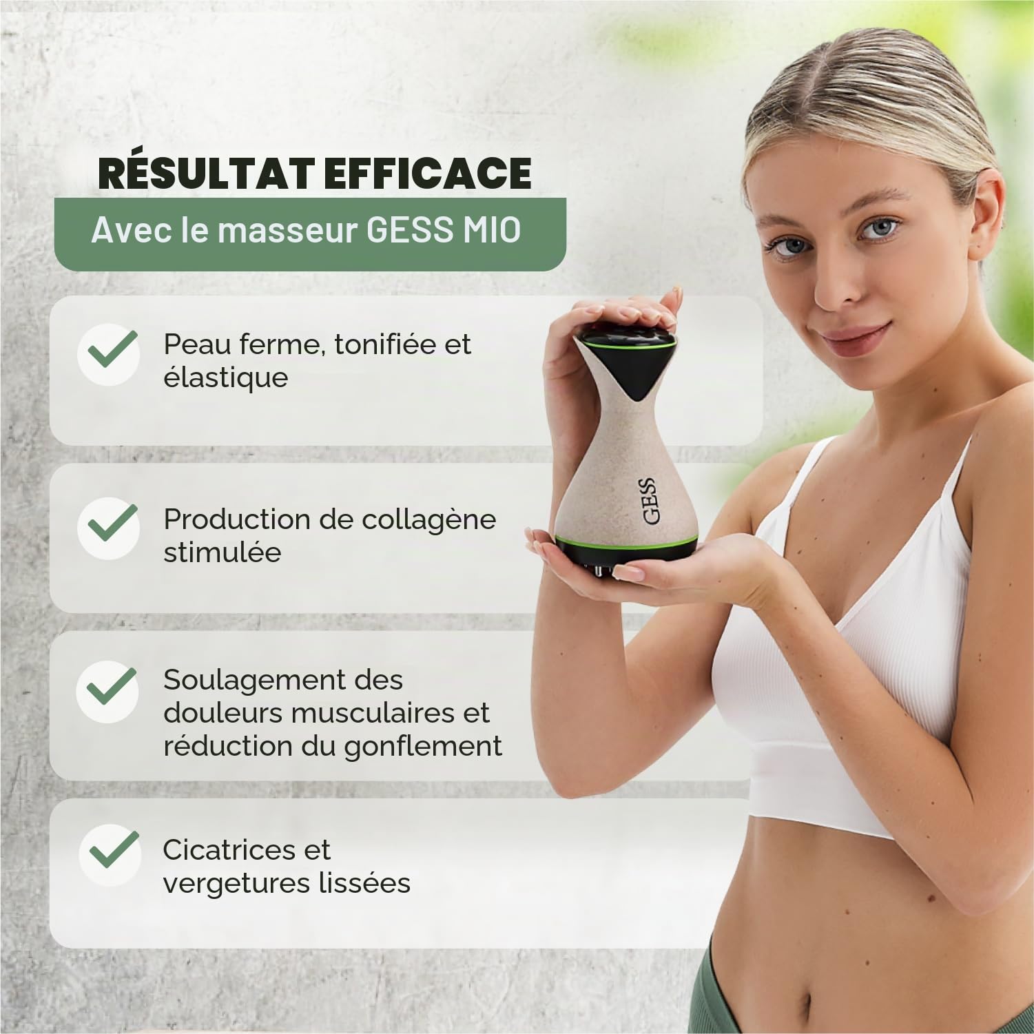 GESS EMS Masseur de sculpture corporelle 9 modes d'intensité Massage vibrant pour tonifier le corps et éliminer la cellulite pour jambes, fesses de cou, pieds de thérapie EMS pour le corps