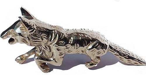 Miniatura 8 de Mango de cabeza de lobo de latón macizo en relieve antiguo para bastones de bastón, dorado